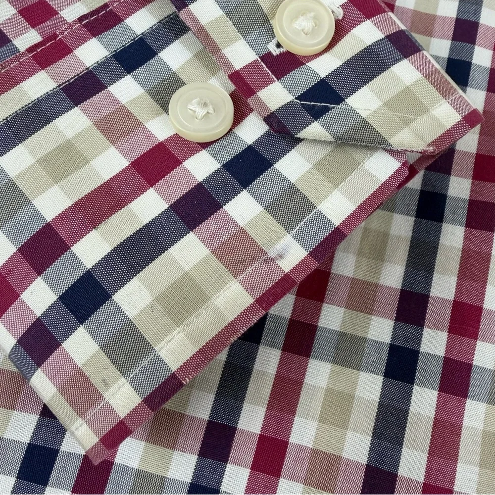 Banana Republic Untucked Fit Non-Iron, Slim Fit M Red/White/Blue Button-up Shirt